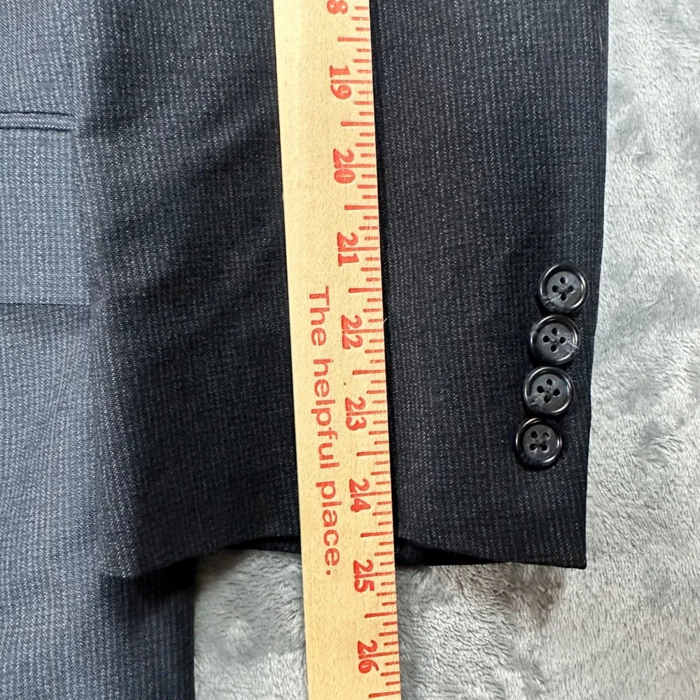 Hart Schaffner & Marx Boardroom Blazer Mens 44L Gray Virgin Wool 3 Button Jacket